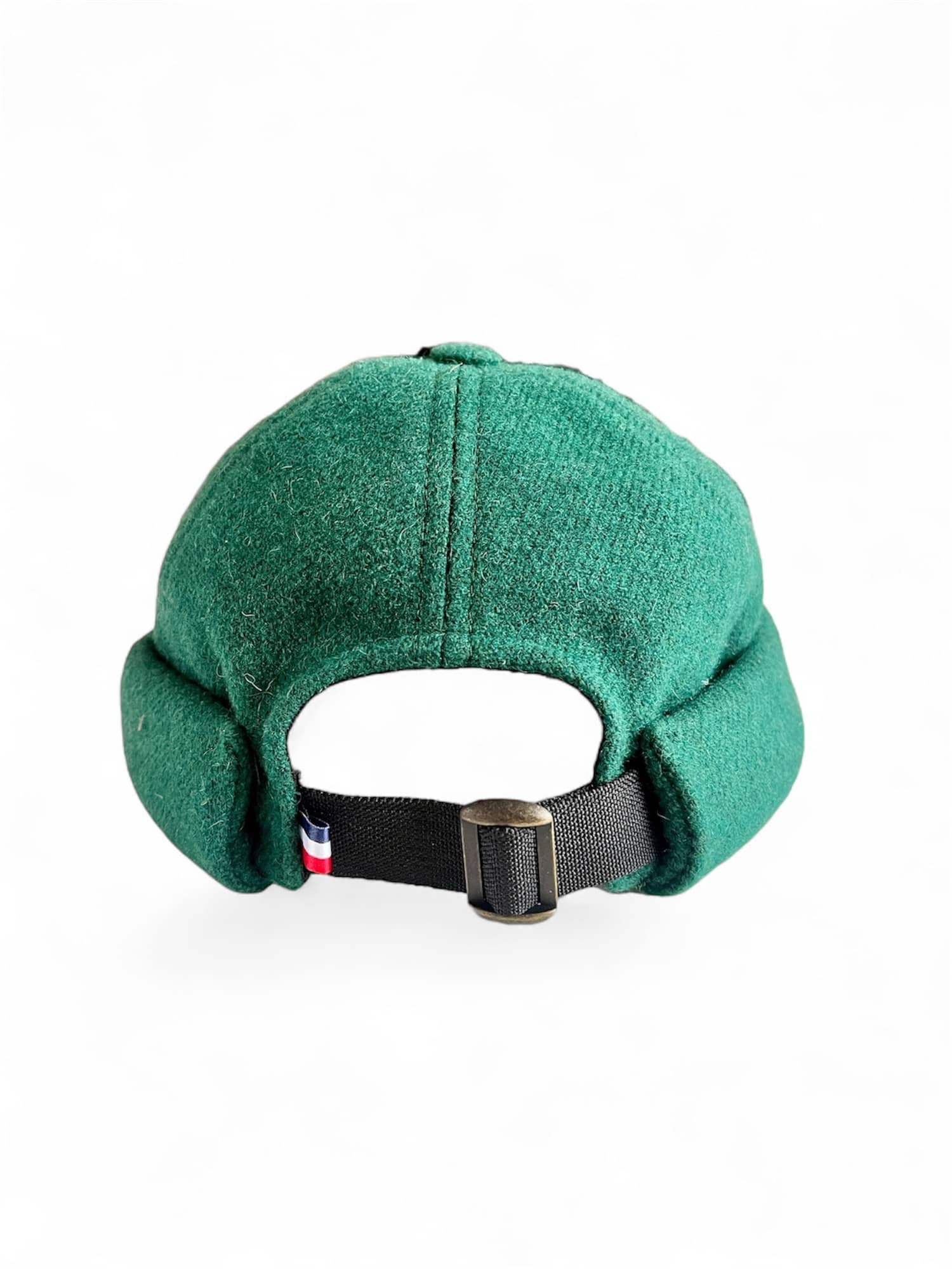 Bonnet Docker Miki d'hiver mixte, en taille unique réglable, en laine naturelle recyclée vert sapin, artisanat made in france.