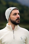 bonnet homme éthique et responsable, gris clair, en laine des Pyrénées et coton recyclé ♻️, made in France 🇫🇷, maison izard