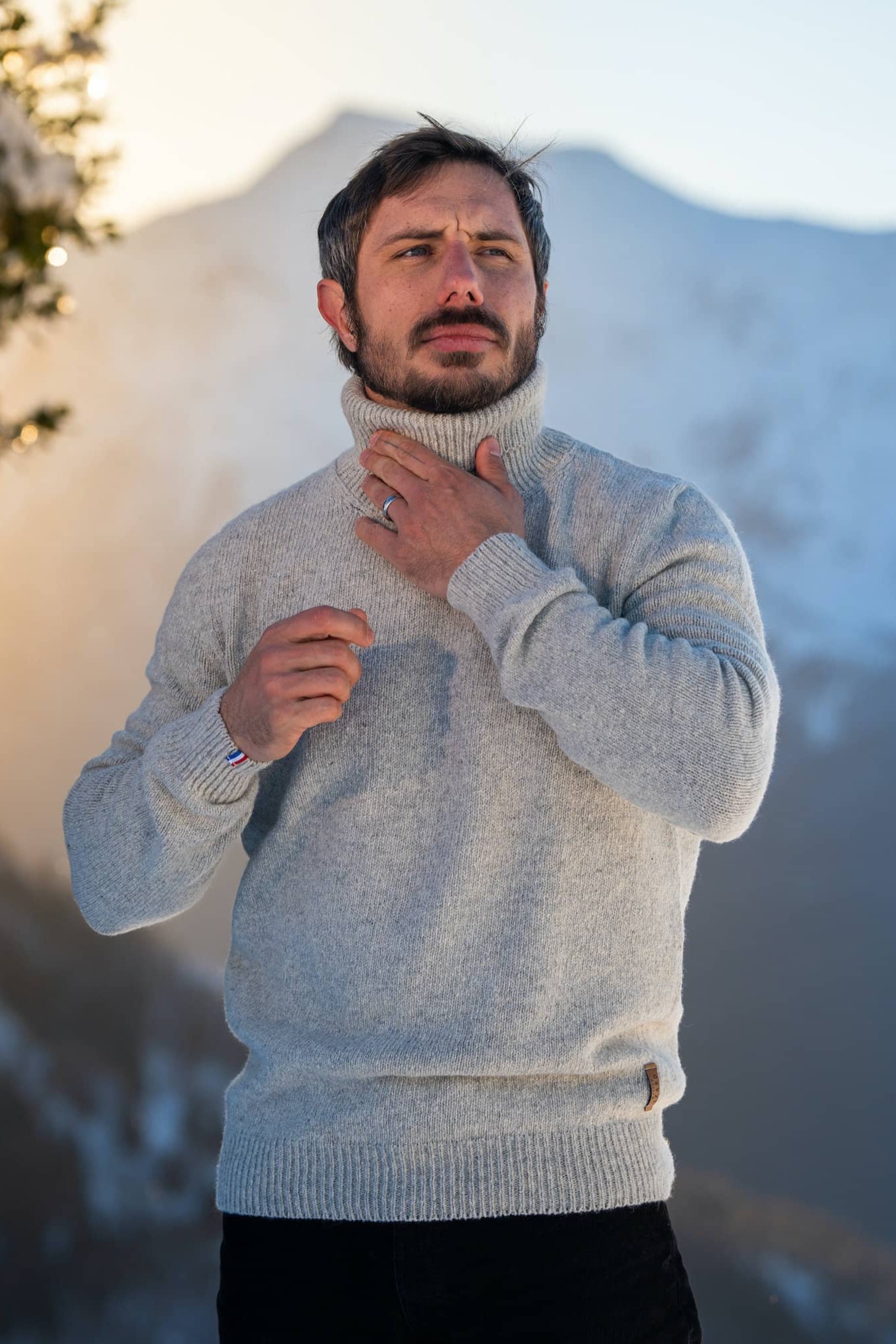 Pull Gris Col Roule Light Grey Turtleneck Wool Sweater Men Made In