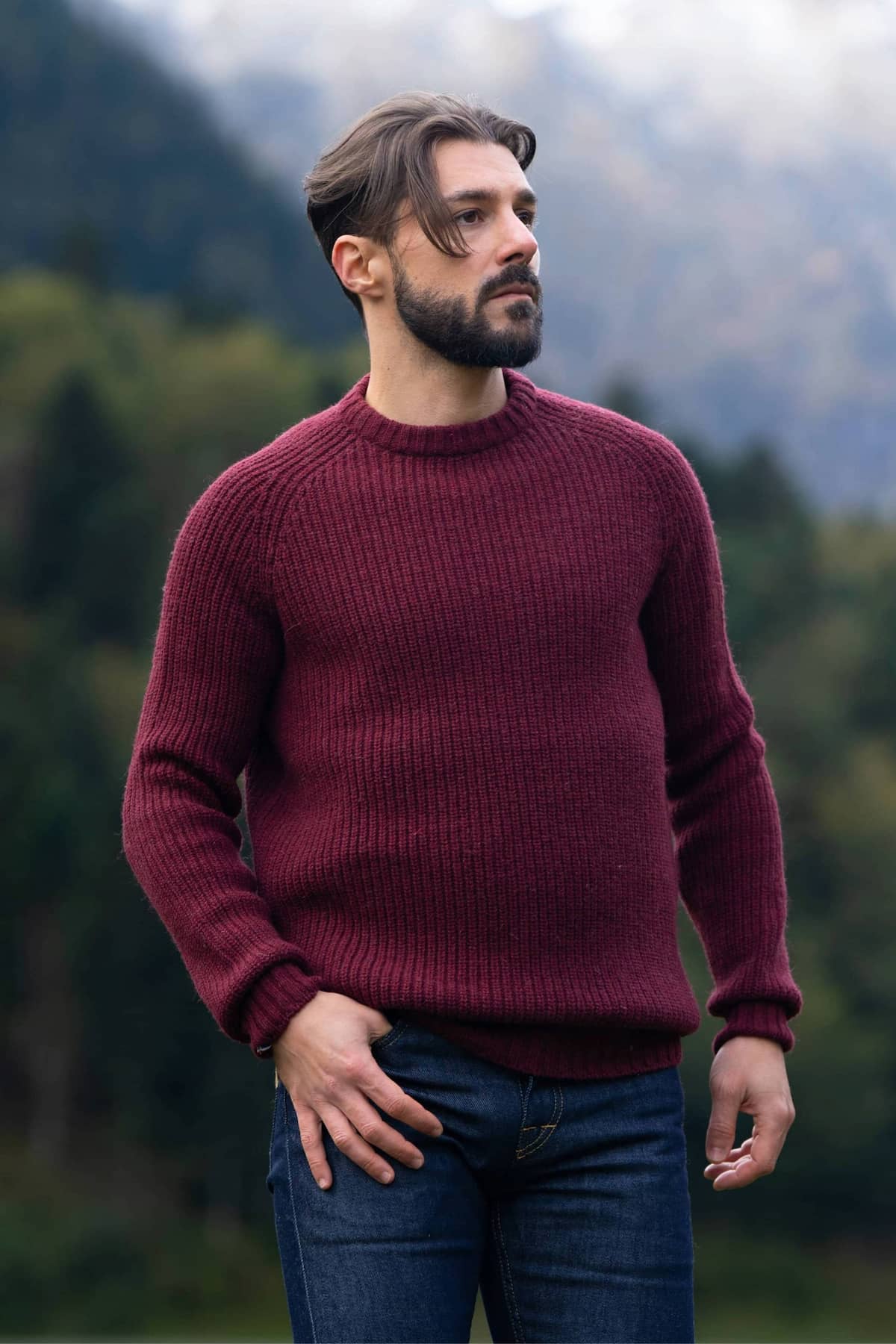 Lapiaz Raglan Sweater Red French Wool - Main Image