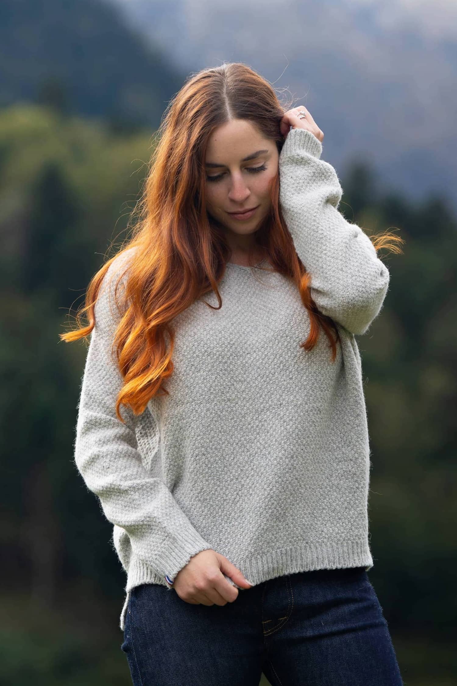 Sweater Pull Oversize Gris Femme Women's Oversized Ultra-fine