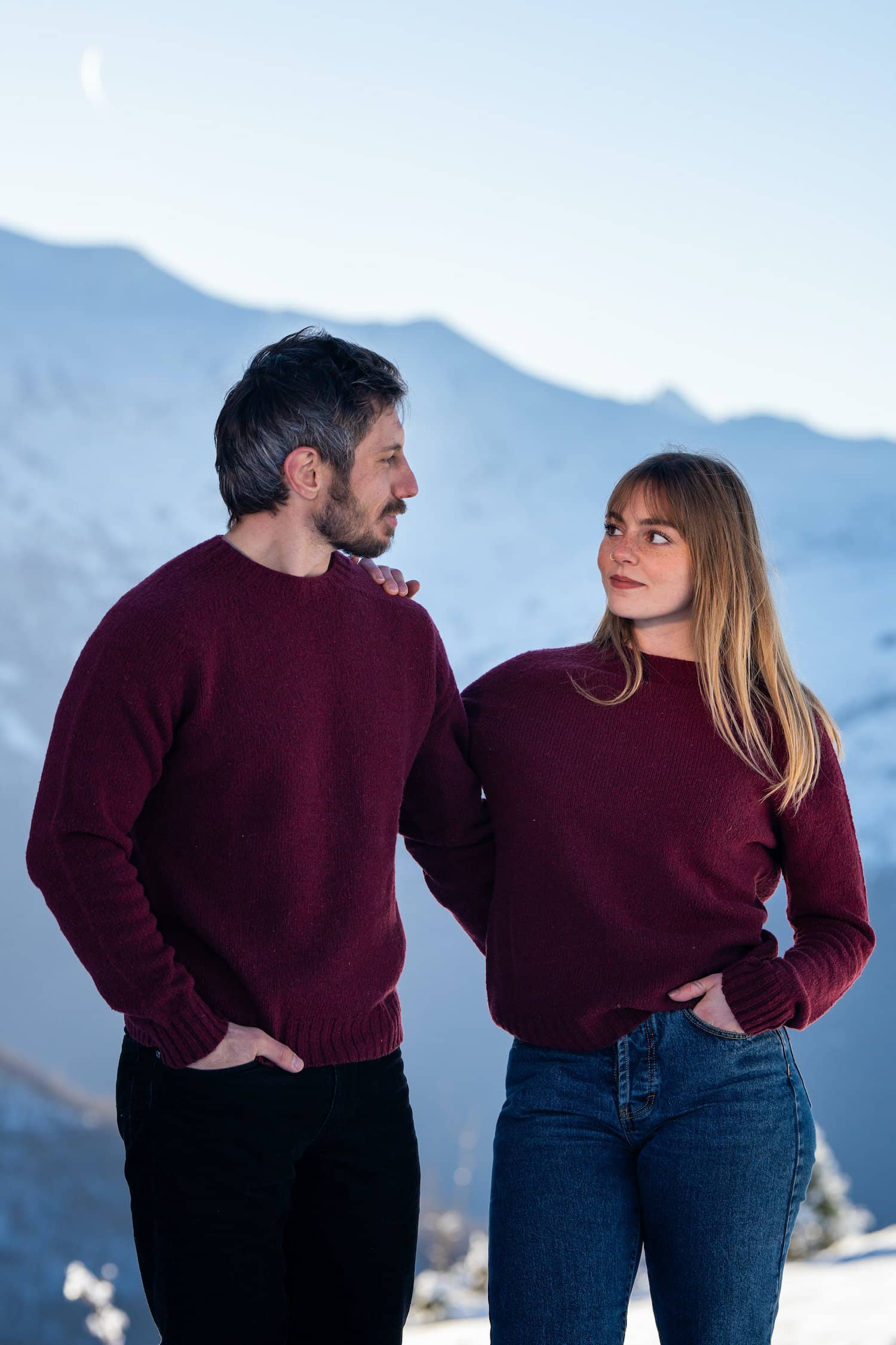 Bordeaux Pull Gros Col Pull Shappy Mixte Rouge Bordeaux Laine