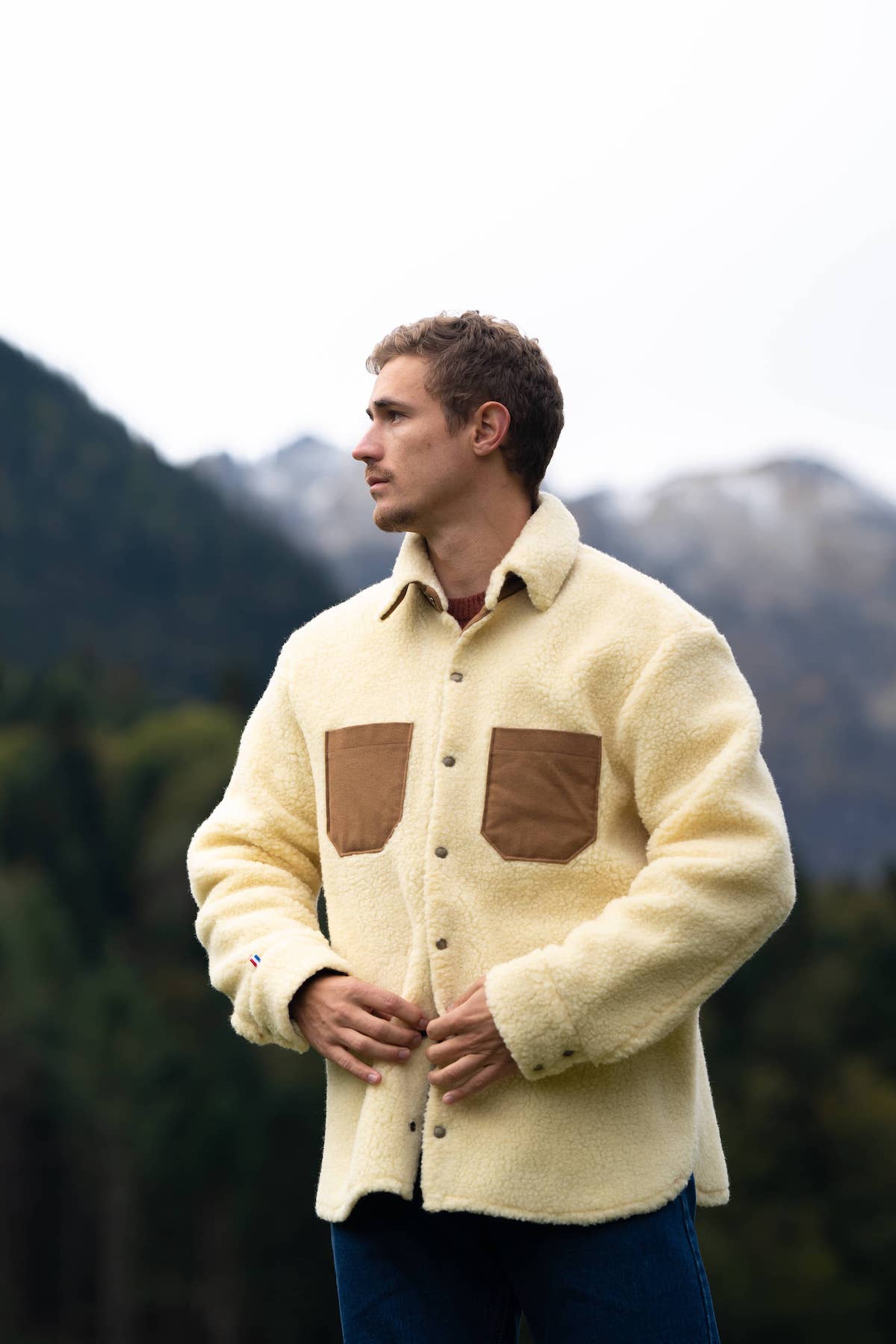 Heretat Fleece Overshirt Ecru White - French Wool