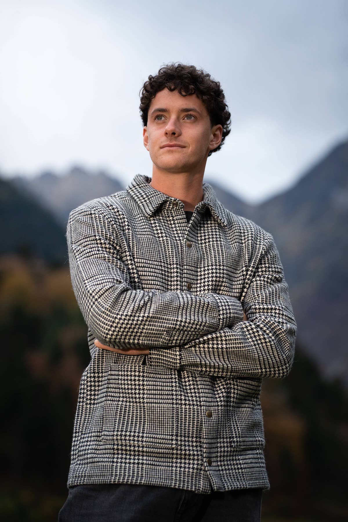 Surchemise Obrador Prince de Galles Ecru/Noir - Laine Recyclée