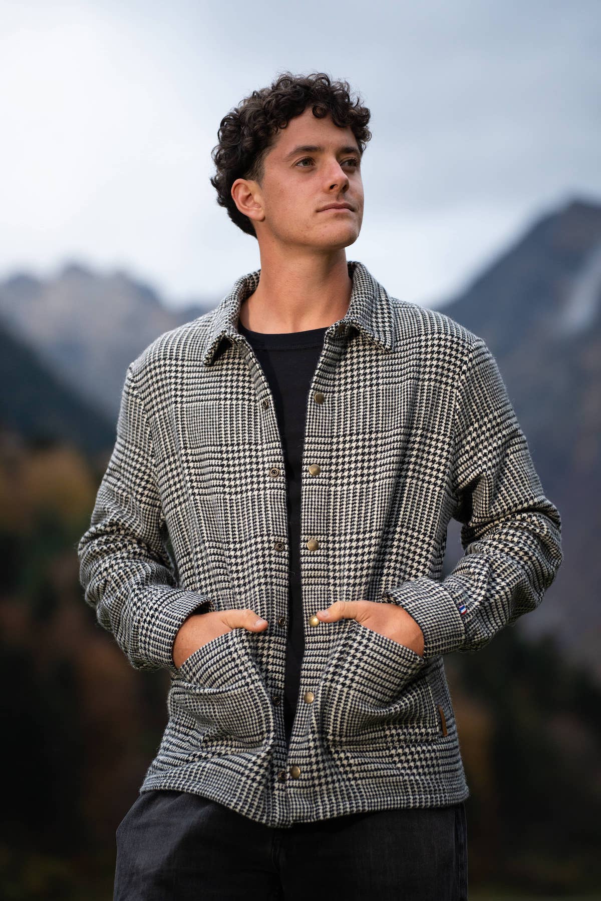 Surchemise Obrador Prince de Galles Ecru/Noir - Laine Recyclée