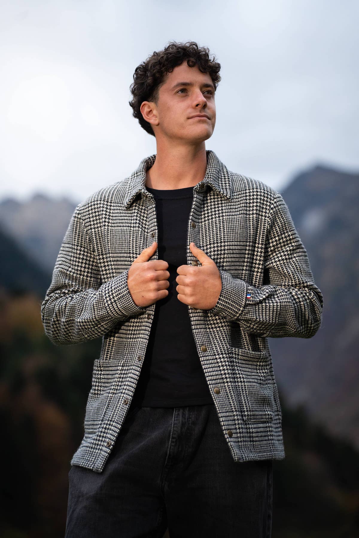 Surchemise Obrador Prince de Galles Ecru/Noir - Laine Recyclée