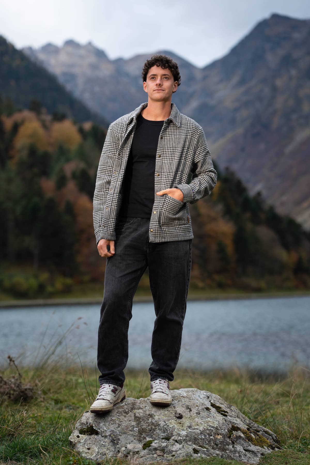 Surchemise Obrador Prince de Galles Ecru/Noir - Laine Recyclée