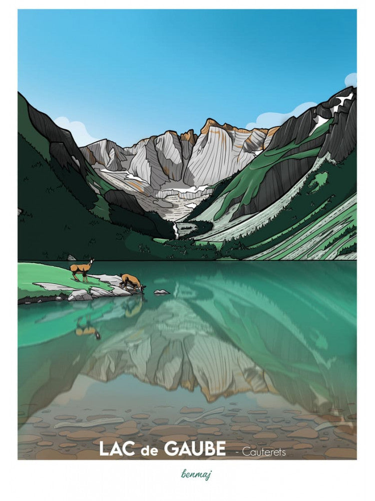 Affiche Lac de Gaube, Pyrénées, Benmaj