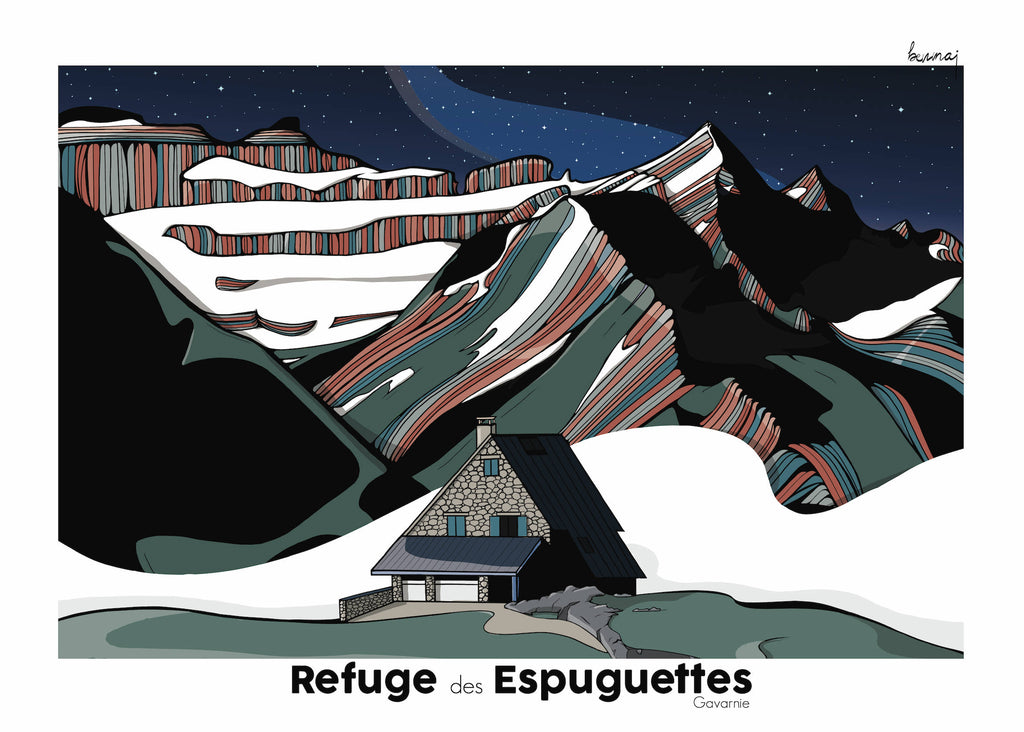 Affiche Refuge des Espuguettes, Pyrénées, Benmaj