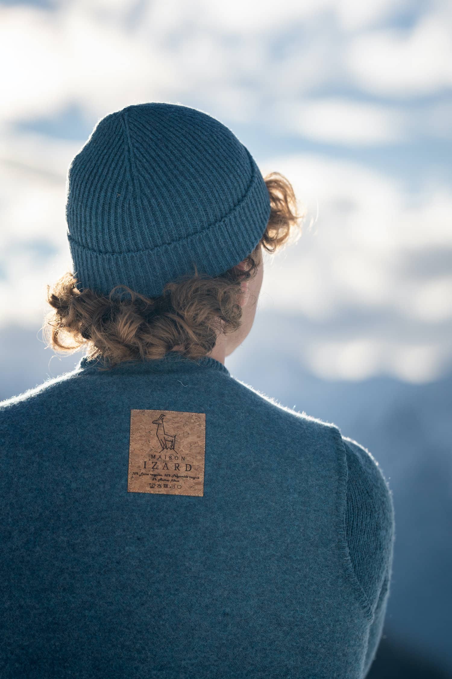 bonnet homme éthique et responsable, bleu océan, laine des Pyrénées et coton recyclé, made in France, maison izard