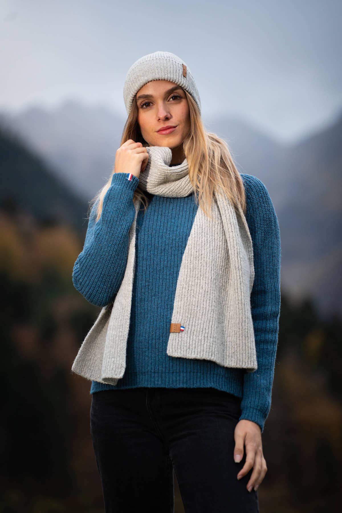 Echarpe Mixte Laneya Gris Clair - Laine Française