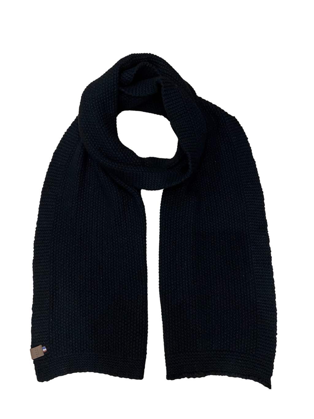écharpe éthique et responsable, noir en laine des Pyrénées et coton recyclé ♻️, made in France 🇫🇷, maison izard, 64