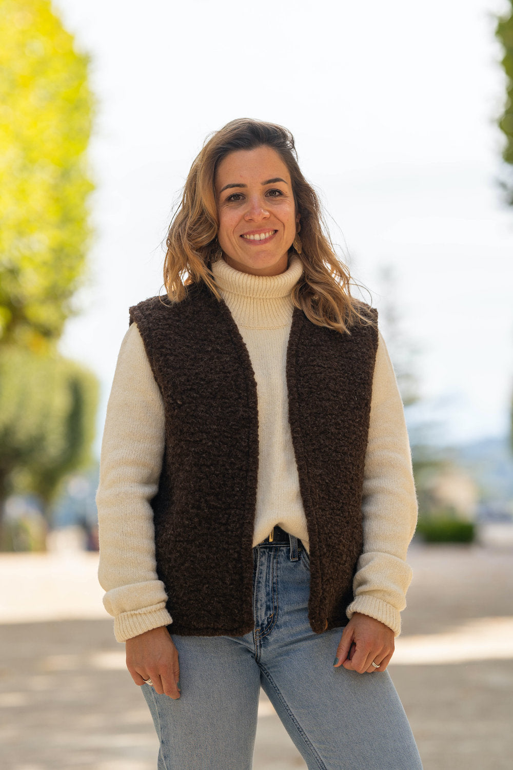 Gilet Mouton Marron Mixte Adulte – Laine française