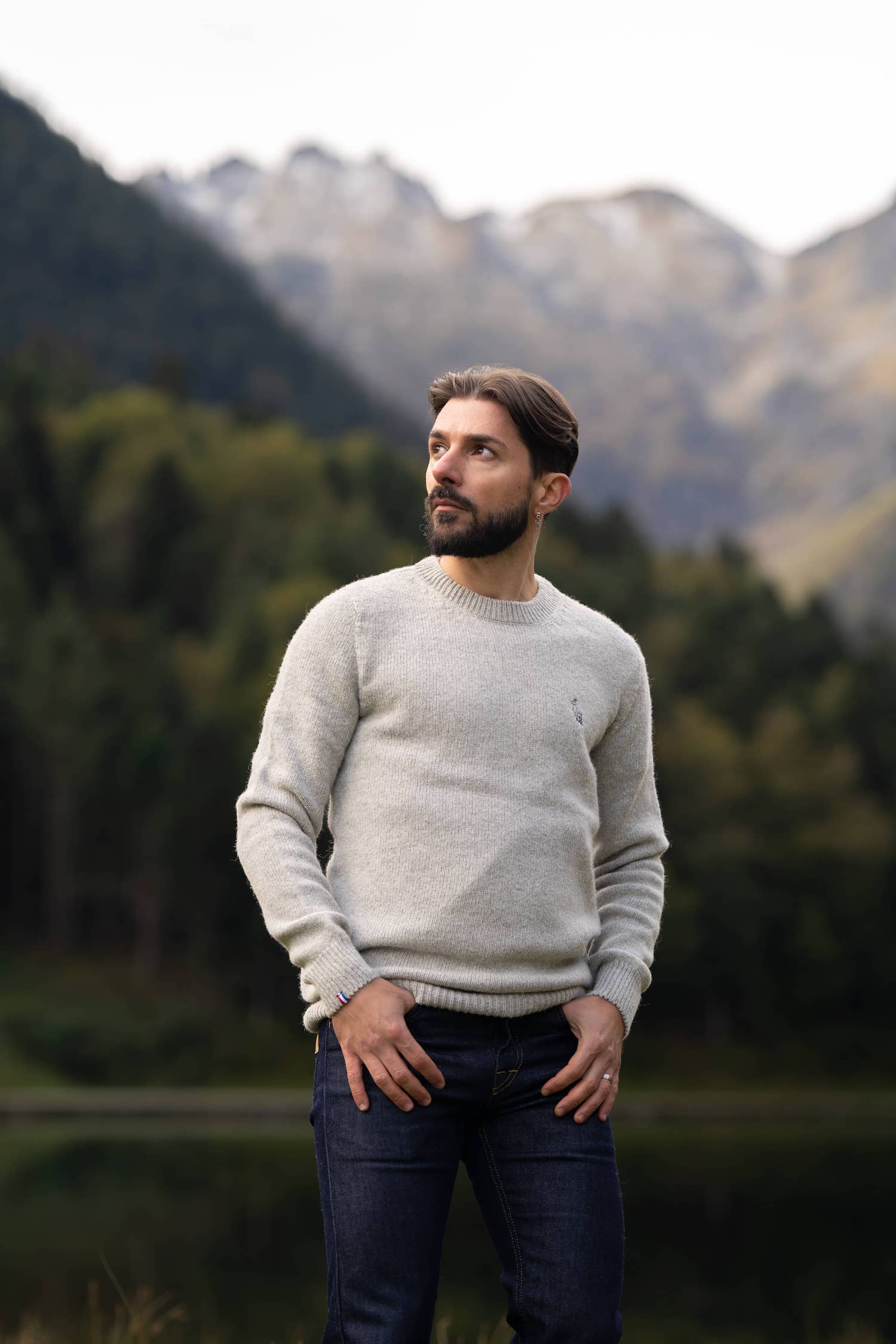 Pull Raglan Homme - Laine Gris Clair - Made in France - Maison Izard