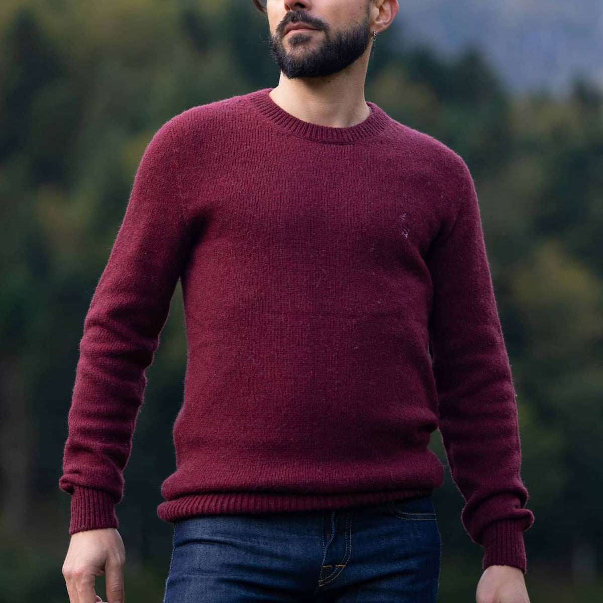 Pull Classique Rouge Bordeaux Laine Française