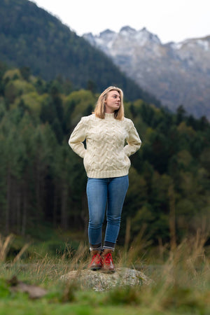 Pull Torsades Mixte Laaut Blanc Écru - Laine Française