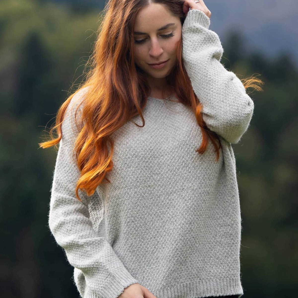 Pull Laine Française Oversize Gris Clair Femme Made in France