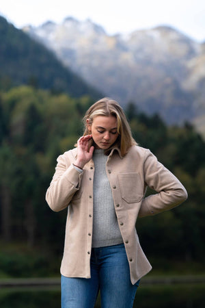 Manestiau Oversize Overshirt Beige Recycled Wool