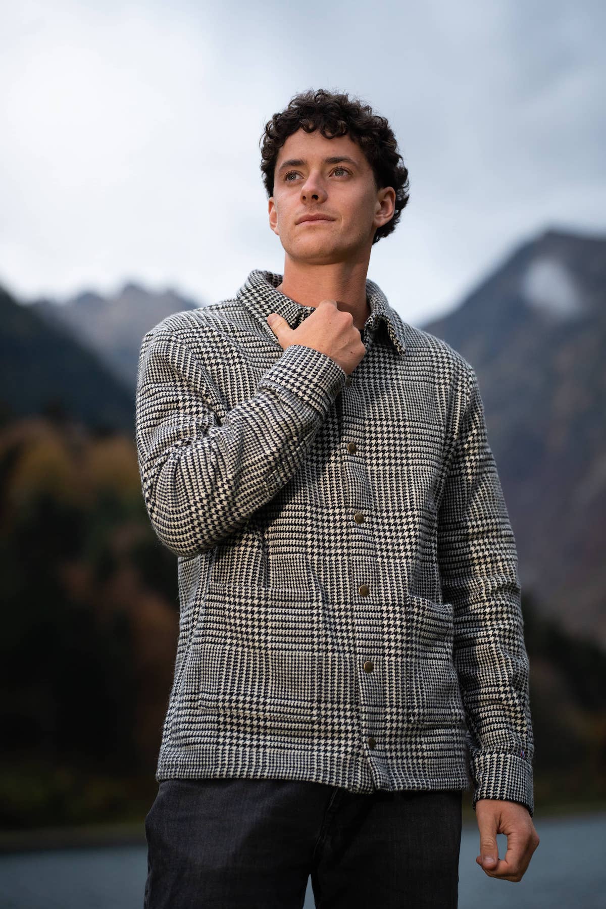 Surchemise Obrador Prince de Galles Ecru/Noir - Laine Recyclée