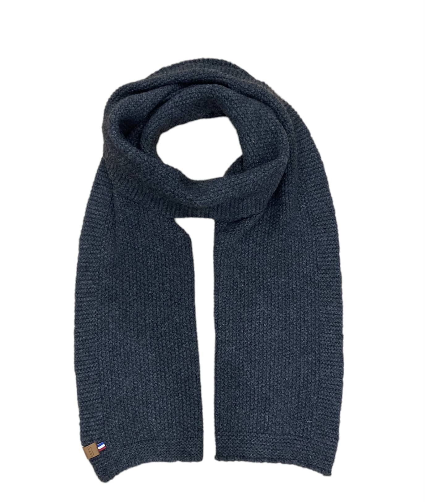 écharpe éthique et responsable, gris anthracite en laine des Pyrénées et coton recyclé ♻️, made in France 🇫🇷, maison izard, 64