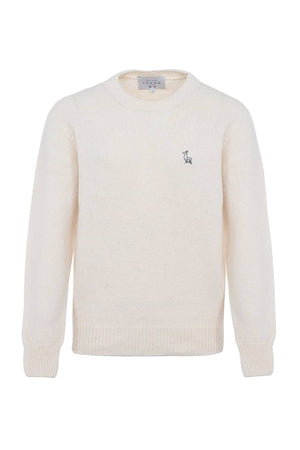 pull éthique homme col rond blanc écru en laine des Pyrénées et coton recyclé ♻️, made in France 🇫🇷, maison izard