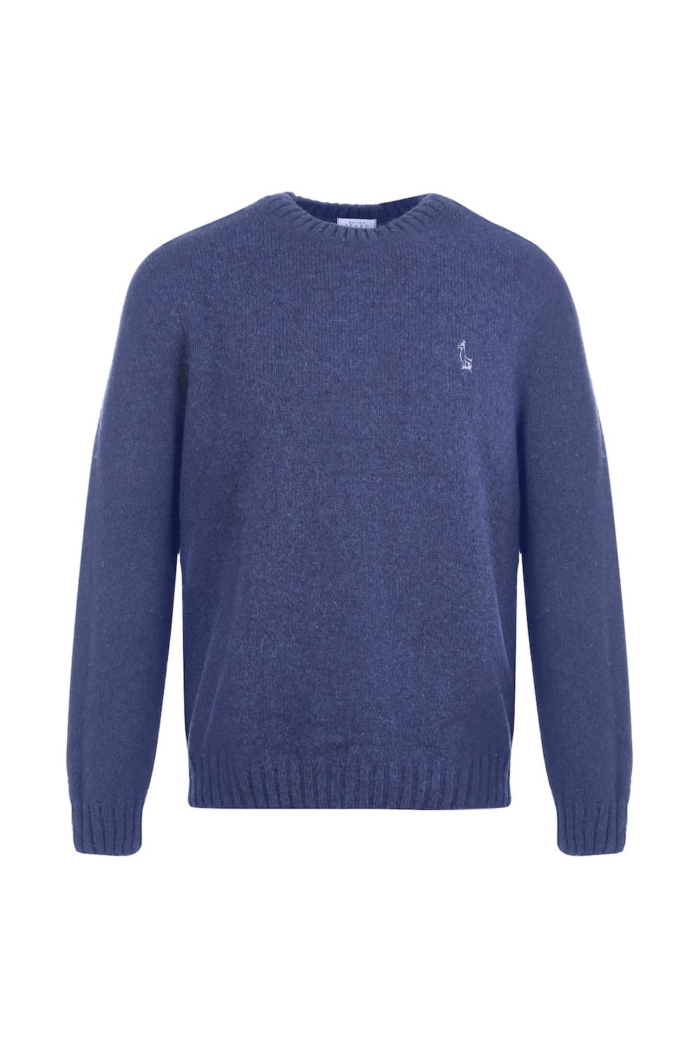 pull éthique homme col rond bleu en laine des Pyrénées et coton recyclé ♻️, made in France 🇫🇷, maison izard