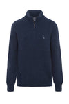 pull éthique homme col camionneur montant bleu marine en laine des Pyrénées et coton recyclé ♻️, made in France 🇫🇷, maison izard