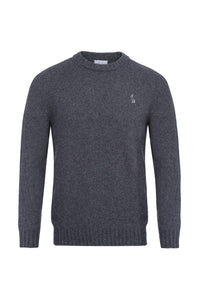 pull éthique homme col rond gris anthracite en laine des Pyrénées et coton recyclé ♻️, made in France 🇫🇷, maison izard