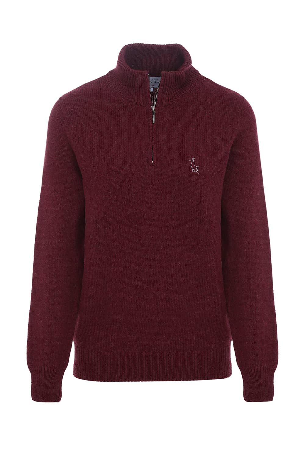 pull éthique homme col camionneur montant rouge bordeaux en laine des Pyrénées et coton recyclé ♻️, made in France 🇫🇷, maison izard