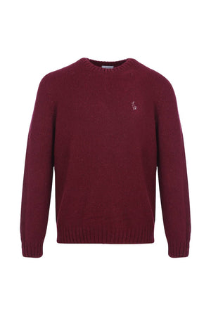 pull éthique homme col rond bordeaux en laine des Pyrénées et coton recyclé ♻️, made in France 🇫🇷, maison izard