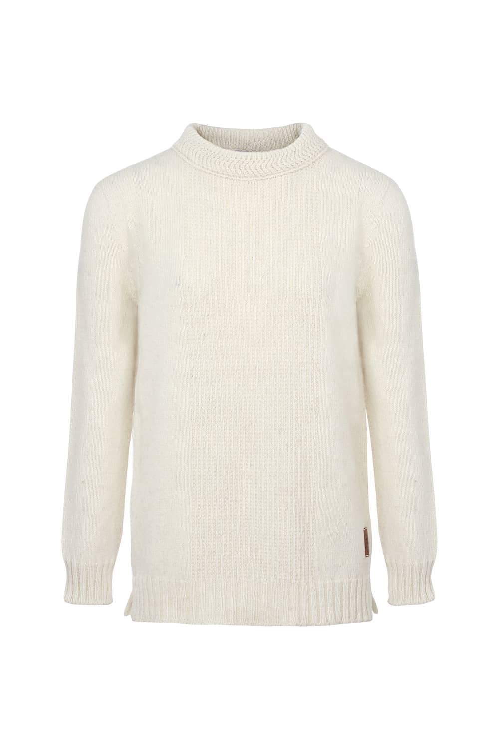 pull femme éthique et responsable blanc écru, en laine des Pyrénées et coton recyclé, made in France, maison izard