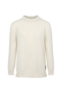 pull femme éthique et responsable blanc écru, en laine des Pyrénées et coton recyclé, made in France, maison izard