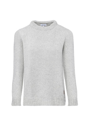 pull femme jersey éthique et responsable gris clair, en laine des Pyrénées et coton recyclé, made in France, maison izard