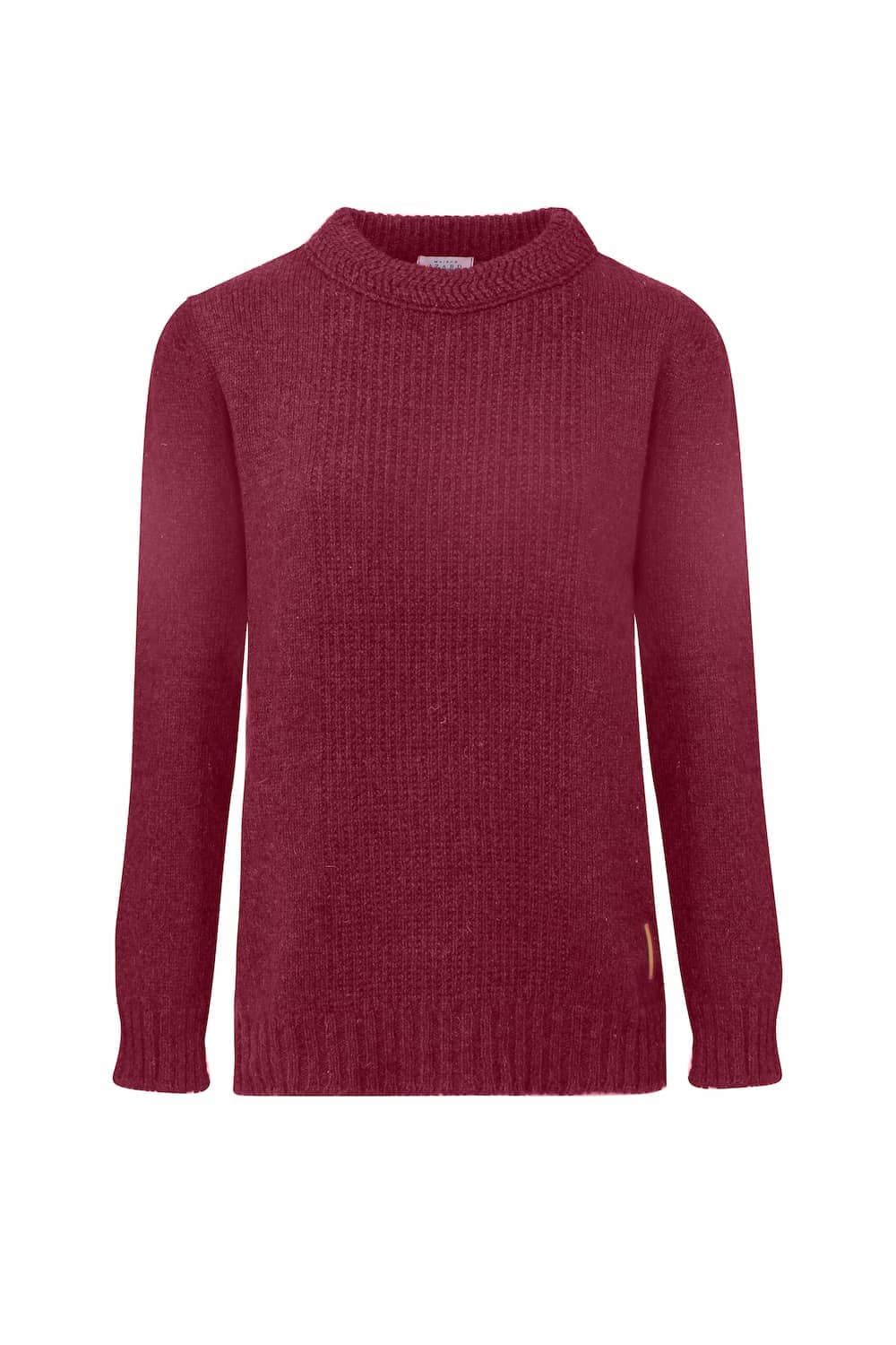pull femme jersey éthique et responsable rouge bordeaux, en laine des Pyrénées et coton recyclé, made in France, maison izard
