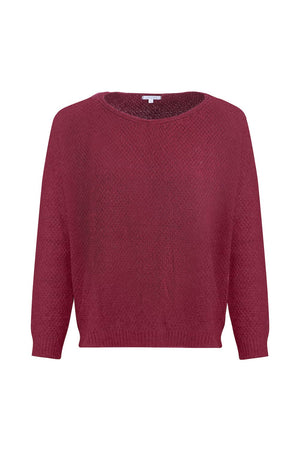Burgundy Oversize Wool Sweater French Wool Women Made in