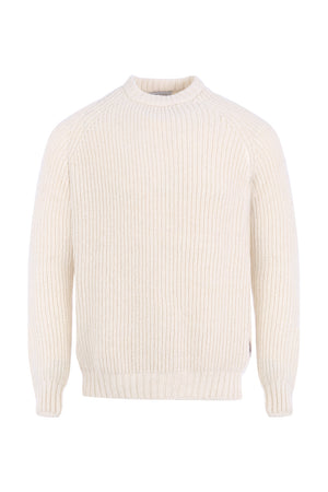 pull homme raglan éthique et responsable, blanc écru, en laine des Pyrénées et coton recyclé, made in France, maison izard
