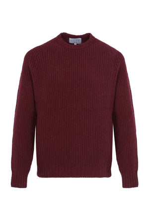 pull homme raglan épais, chaud, éthique et responsable, rouge bordeaux, en laine des Pyrénées et coton recyclé, made in France, Maison Izard