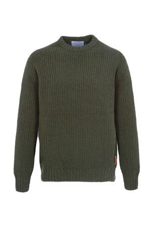 pull homme raglan épais, chaud, éthique et responsable, vert, en laine des Pyrénées et coton recyclé, made in France, Maison Izard