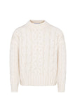 Cable Knit Sweater - White Ecru French Wool