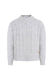 Lis Cable Knit Sweater Light Gray - French Wool