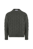 Lis Cable Knit Sweater Green - French Wool