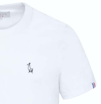 Tee-shirt mixte en coton bio GOTS OCS100 ecocert broderie isard épais blanc, made in france, Maison Izard Pyrénées