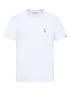Tee-shirt mixte en coton bio GOTS OCS100 ecocert broderie isard épais blanc, made in france, Maison Izard Pyrénées