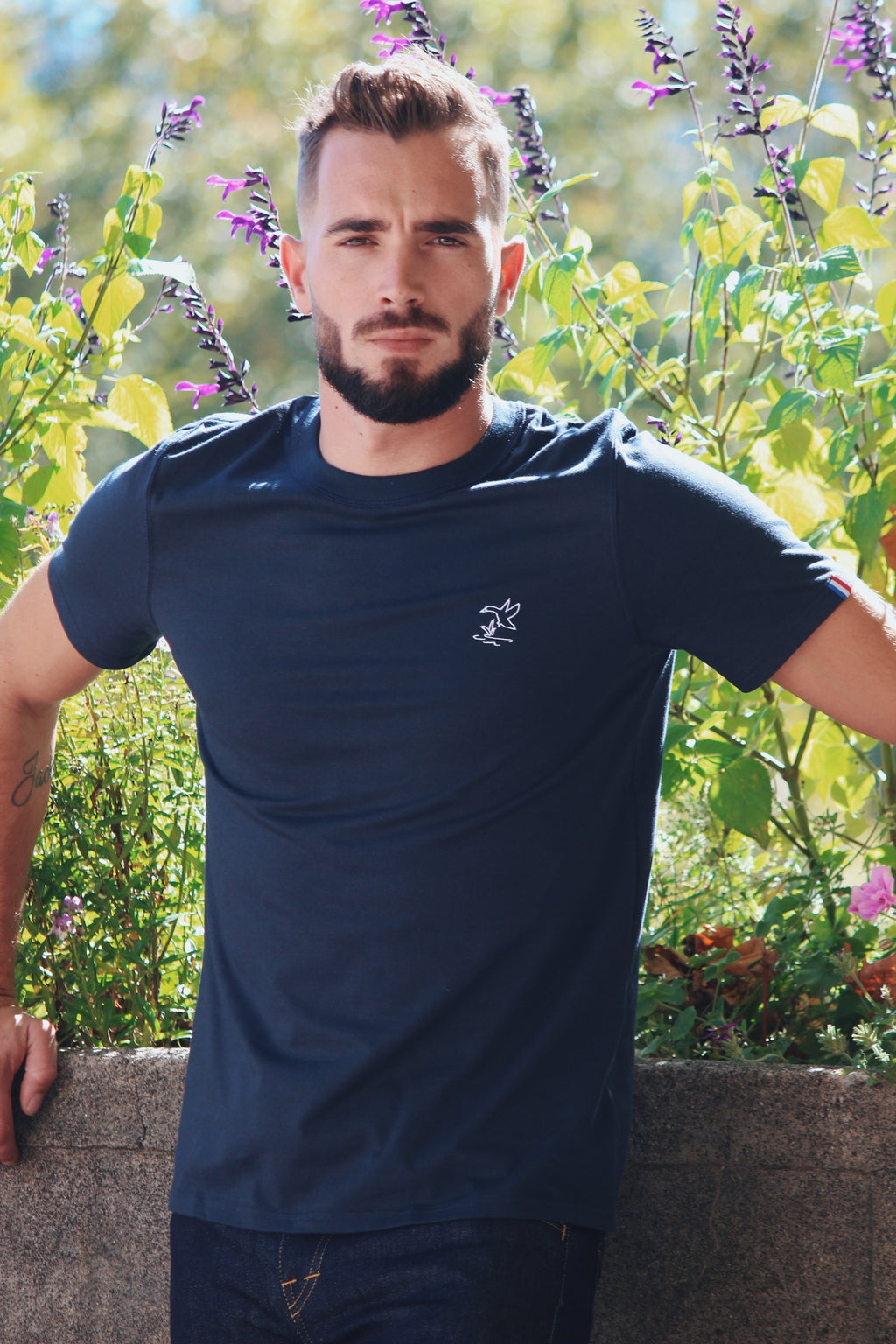 t-shirt homme coton bio bleu marine