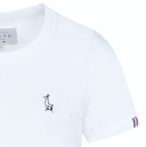 Tee-shirt femme en coton bio GOTS OCS100 ecocert broderie isard épais blanc, made in france, Maison Izard Pyrénées