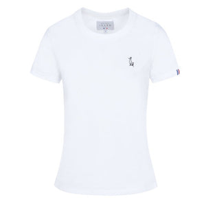 Tee-shirt femme en coton bio GOTS OCS100 ecocert broderie isard épais blanc, made in france, Maison Izard Pyrénées